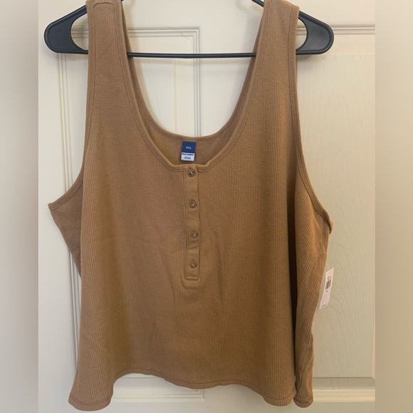 NWT Old Navy Cropped Waffle Knit Button Front Scoop Neck Tank - Picture 7 of 9